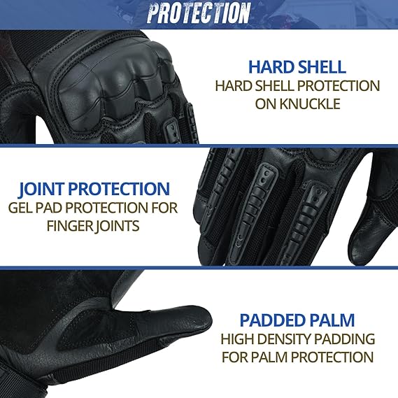 Motorcycle Gloves for Men, Touchscreen Motorcycle Gloves with Hard Shield & Palm Pads for Motorcycle Cycling