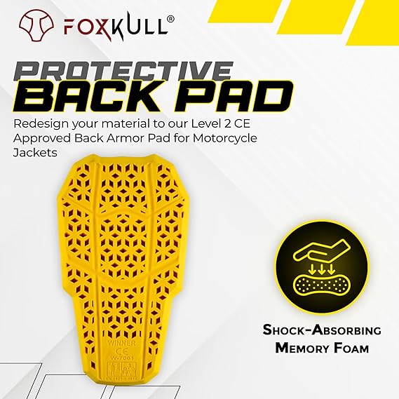 FOXKULL CE 1 Back Armor Protection Pad and CE Level 2 Elbow and Shoulder Certified Armor Pads Set, Motorcycle Armor Protector