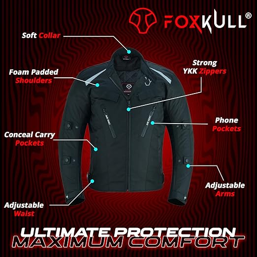 Motorsports Men’s Textile All-Season Motorcycle CE Armored Waterproof Protective with Air Vent Zippers