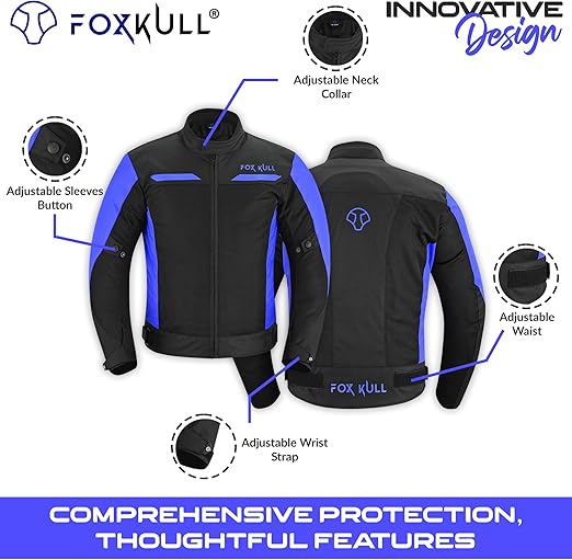 FOXFULL MOTORCYCLE JACKET MENS CE ARMORED BIKERS RIDING RACING WATERPROOF ALL SEASON JACKET