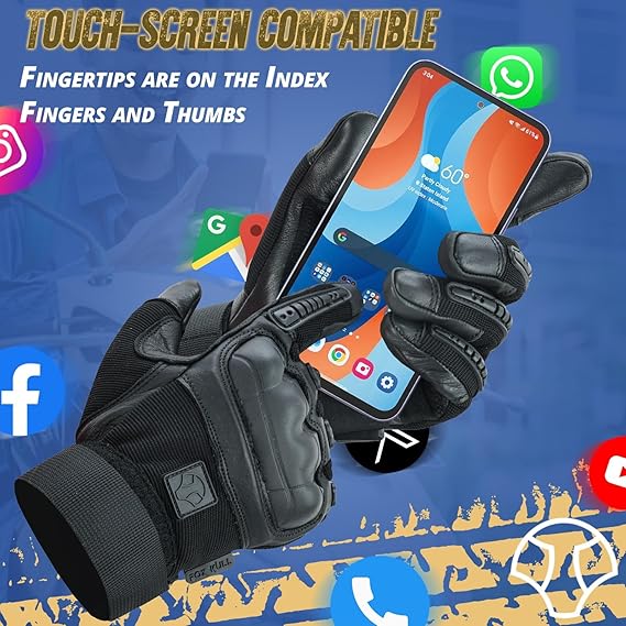 Motorcycle Gloves for Men, Touchscreen Motorcycle Gloves with Hard Shield & Palm Pads for Motorcycle Cycling