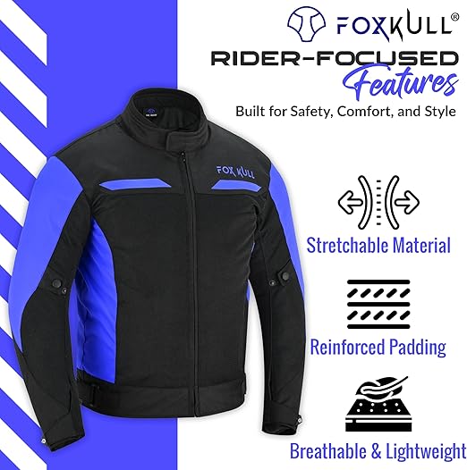 FOXFULL MOTORCYCLE JACKET MENS CE ARMORED BIKERS RIDING RACING WATERPROOF ALL SEASON JACKET