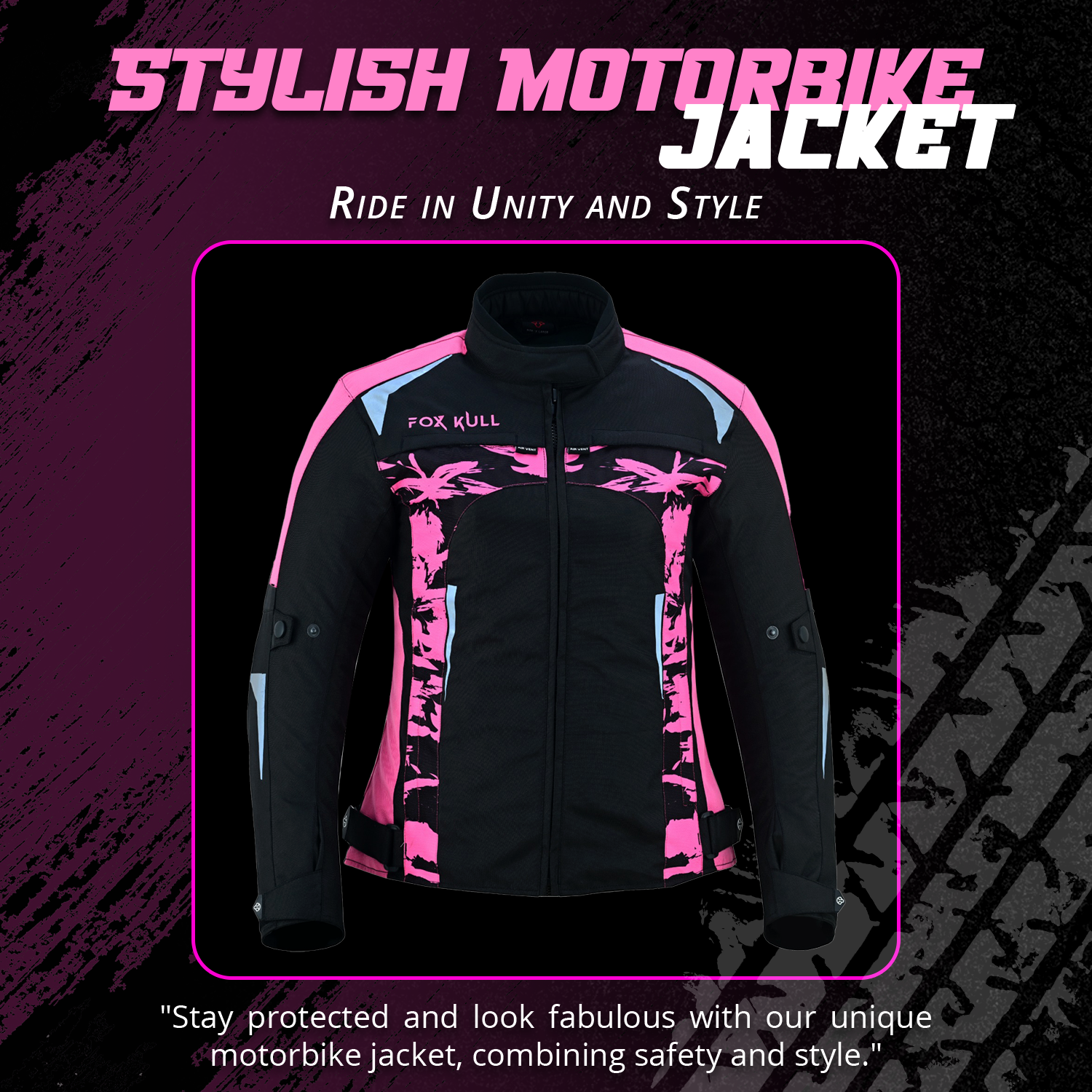 FOXKULL Motorsports WOMEN’s Textile All-Season Motorcycle CE Armored Waterproof Protective with Air Vent Zippers ( PINK CAMO )