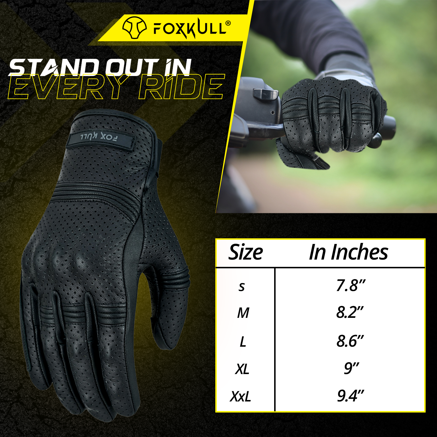 FOXKULL Motorbike Gloves with Kncukle Protuction Bike Gloves for Men and Women for Cycling, Riding, Driving