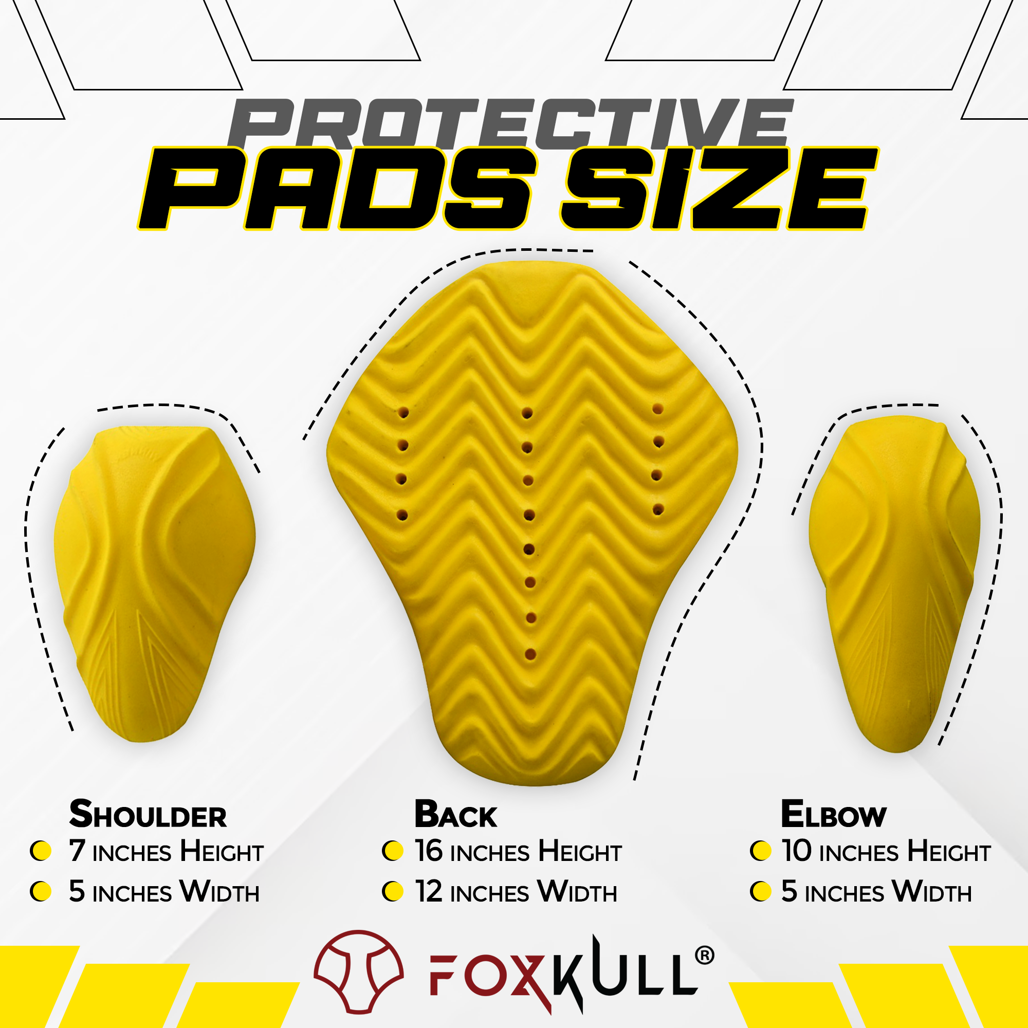 5 PC - CE Certified Armor Pads l Level 2 Approved Back, Shoulder and Elbows Armor Protector Inserts for Motorcycle Jackets