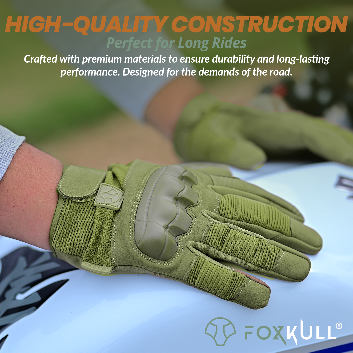 FOXKULL Motorcycle Gloves, Riding, Touring, Cruising, Biker, Palm Protection Slider Motorbike Gloves for Men and Women