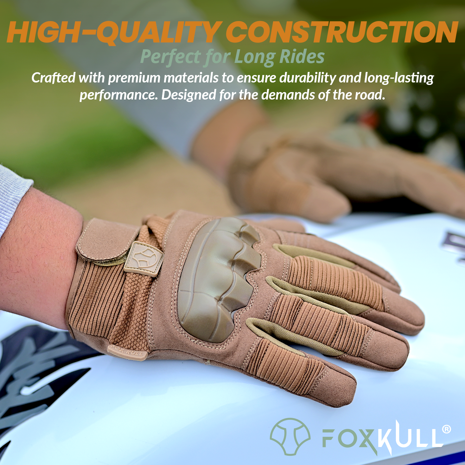 FOXKULL Motorcycle Gloves, Riding, Touring, Cruising, Biker, Palm Protection Slider Motorbike Gloves for Men and Women