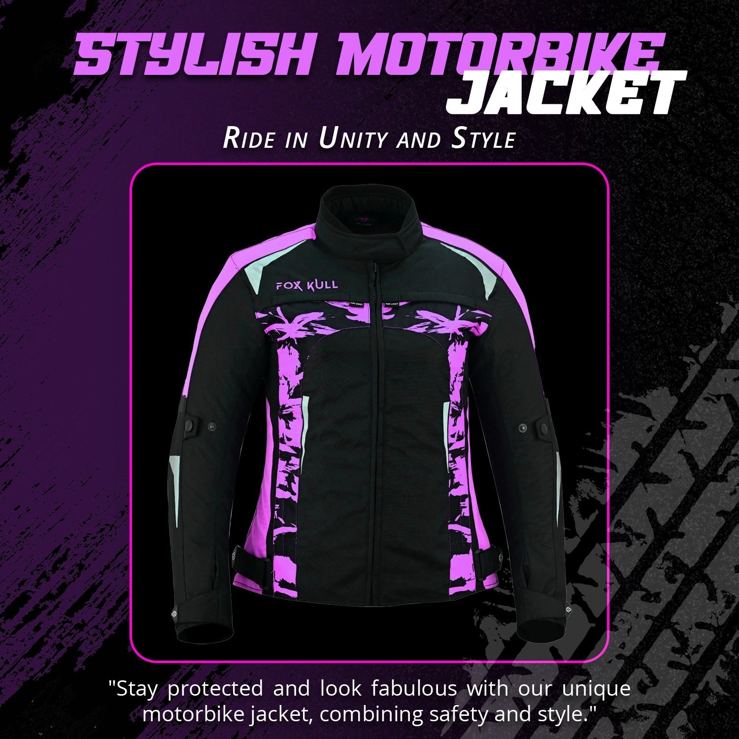 FOXKULL Motorsports WOMEN’s Textile All-Season Motorcycle CE Armored Waterproof Protective with Air Vent Zippers