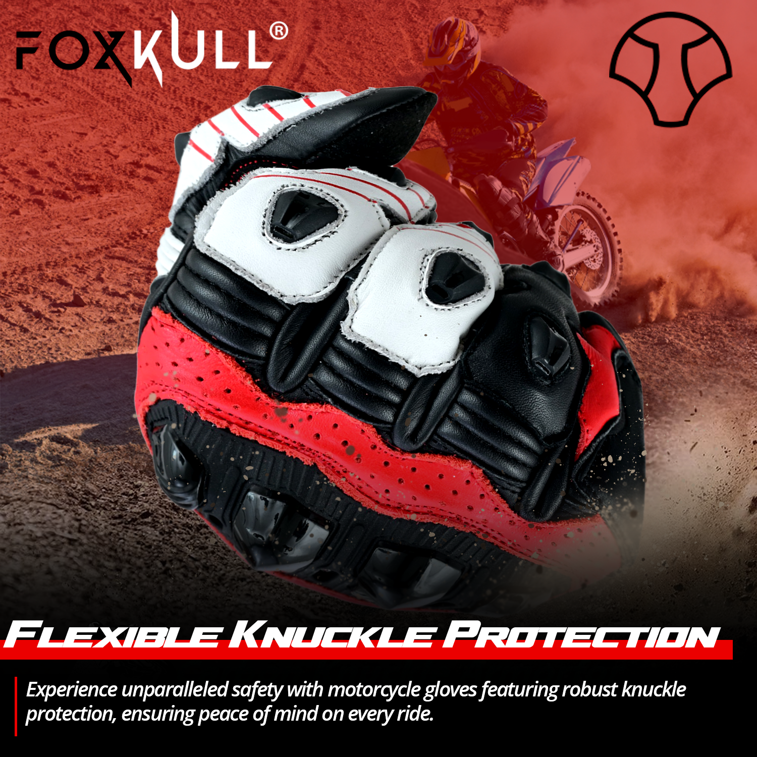 FOXKULL Eagle Motorcycle Full Finger Gloves with Knuckle Protector for Men Women Riding Motorbike Cruiser Touring Bicycle