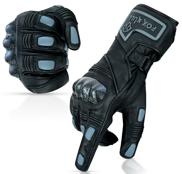 FOXKULL Goose Motorcycle Full Finger Gloves with Knuckle Protector for Men Women Riding Motorbike