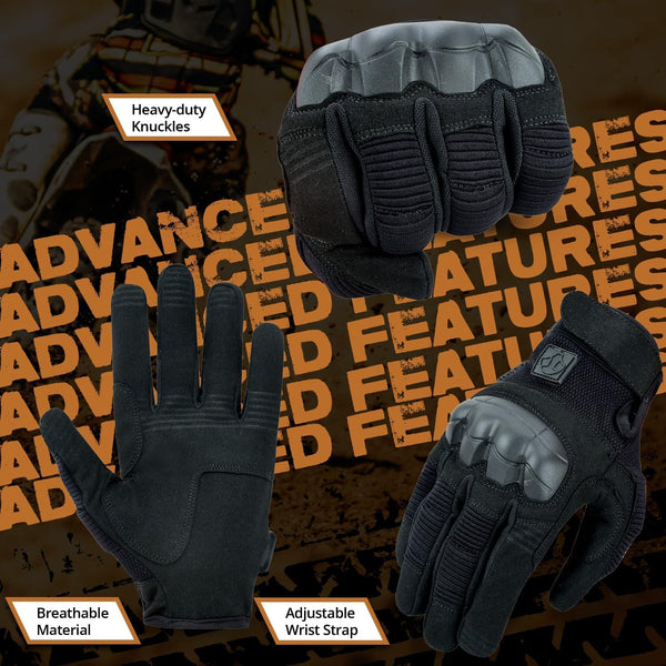 Tactical Gloves for Men, Touchscreen Motorcycle Gloves with Hard Shield & Palm Pads for Motorcycle Cycling Tactical Training Airsoft